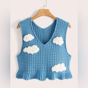Partly Cloudy Knitted Sweater Vest SHEIN